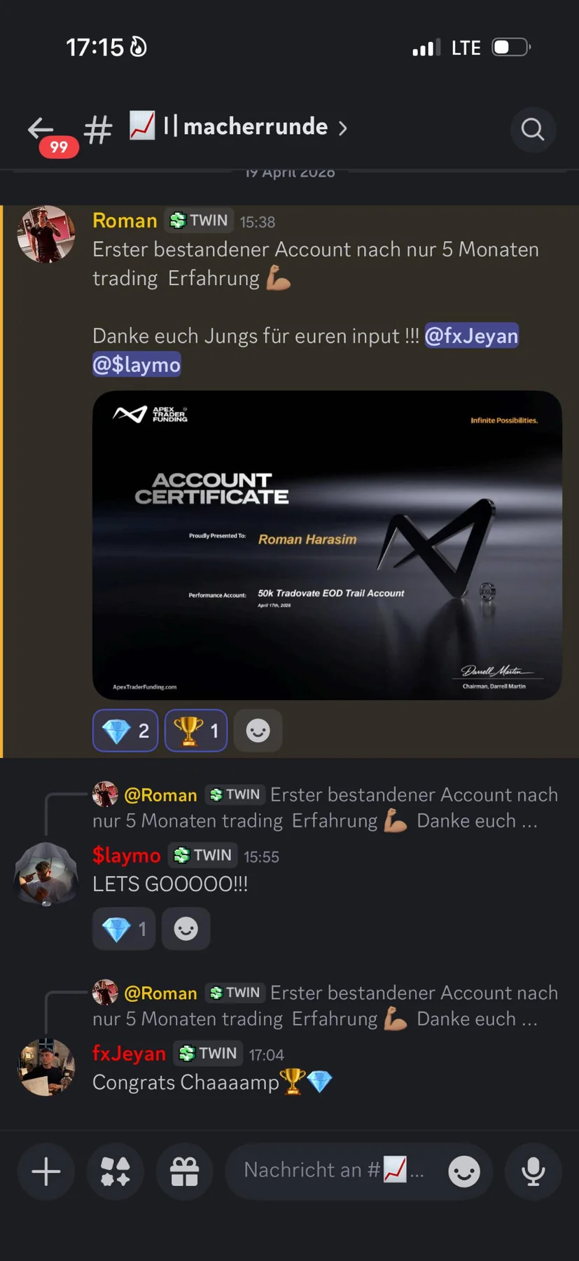 TwinTrading member testimonial